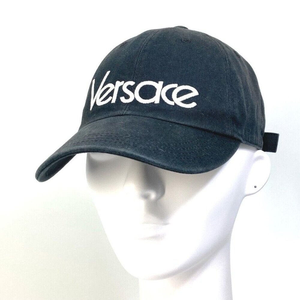 VERSACE logo Hat cap cotton Black/White - Picture 13 of 15